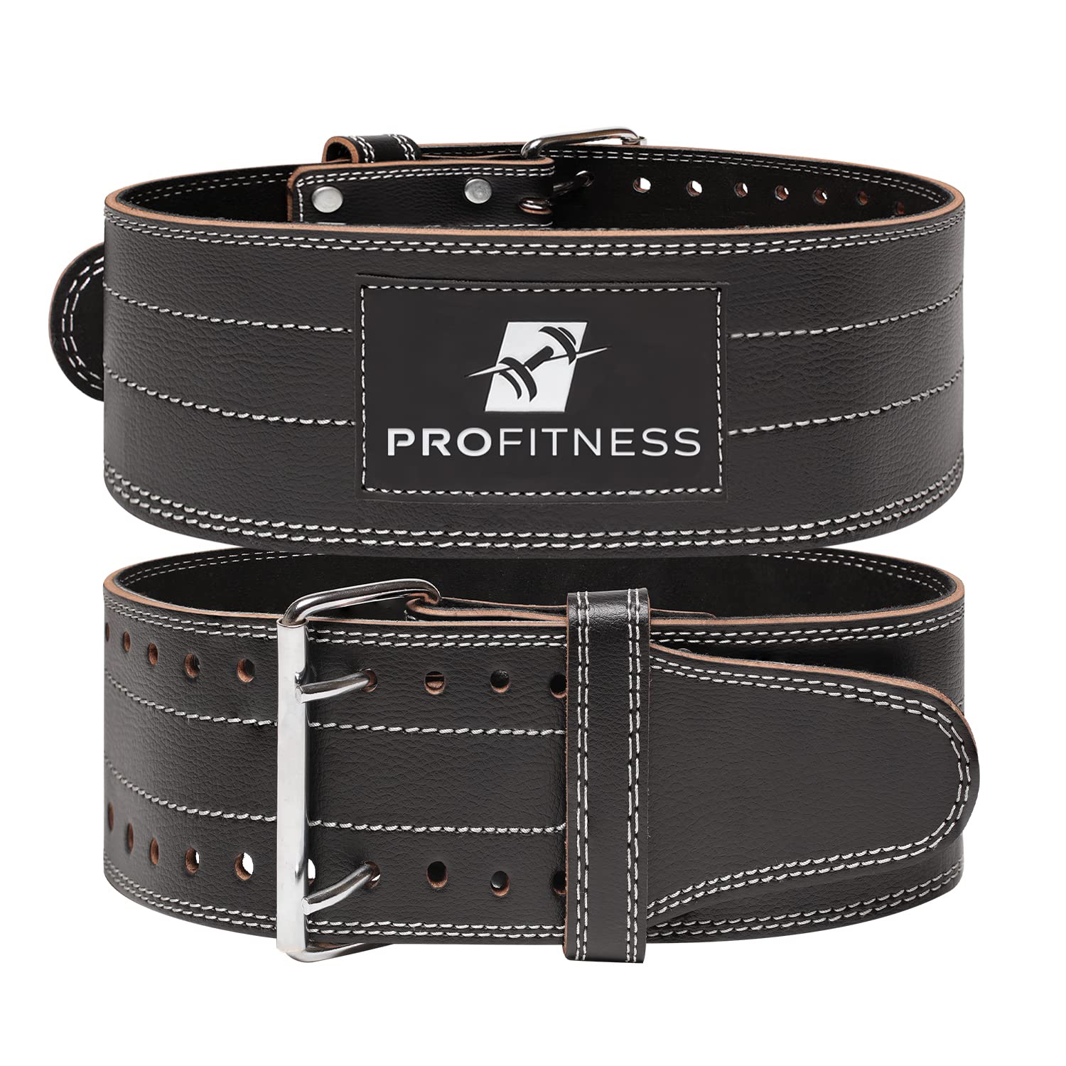 Profitness Genuine Leather Workout Belt (4 Inches Wide) - Proper Weight Lifting Form - Lower Back Support For Squats, Deadlifts,