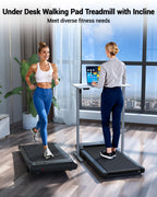 Deerrun Walking Pad 2 In 1 Under Desk Treadmill, 2.5Hp Low Noise Walking Pad Running Jogging Machine With Remote Control For Hom