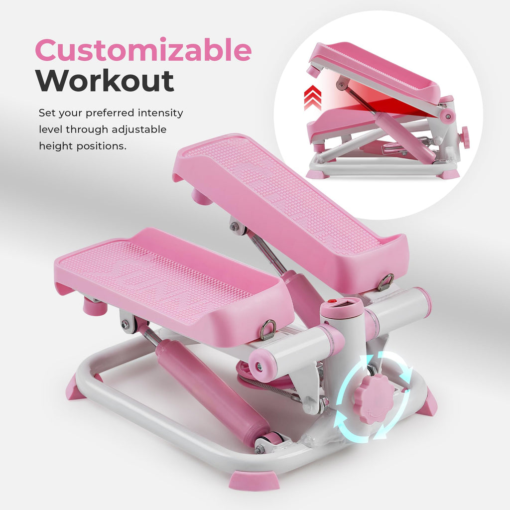 Sunny Health & Fitness Total Body 2-in-1 Stepper Machine, Total Body Workout, Adjustable Hydraulic, Resistance Bands, Non-Slip P