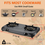 Besnerg Propane Stove 2 Burner Gas Stove Top, 27200 Btu High-Efficiency Lpg Metal Cooktop With Auto Ignition, Csa Regulator And