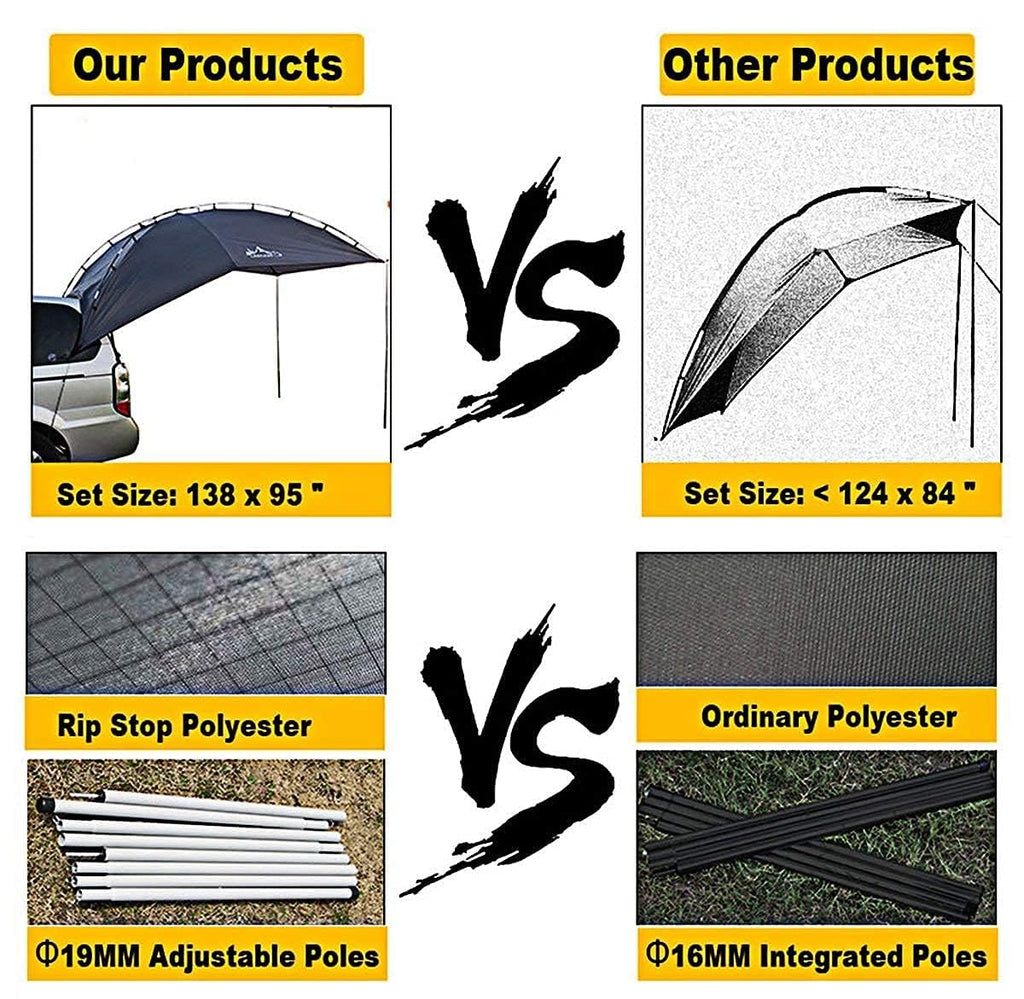 Versatility Camping Tent For Truck Bed,Suv Rving, Van,Trailer And Overlanding Portable Teardrop Awning Canopy Tear Resistant Tar