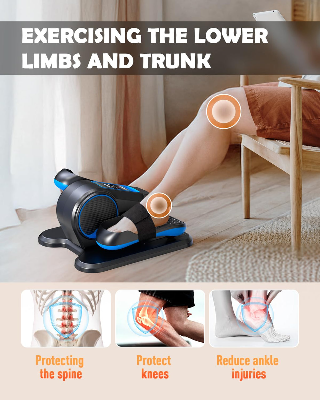 Yagud Under Desk Machine, Electric Ellipse Leg Exerciser For Senior, 13 Adjustable Speeds Quiet And Portable Seated Pedal Exerci