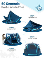 Timber Ridge 4-6 Person Pop Up Hub Tent, Easy 60 Second Setup, Weather Resistant Camping Family Cabin Tent With Rain Fly And Whe