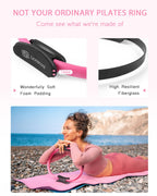 LIONSCOOL Pilates Ring Set - 14 Anti-Deformation Magic Circle with Padded Handles, Mini Ball, Resistance Bands, Guide & Bag (Pin