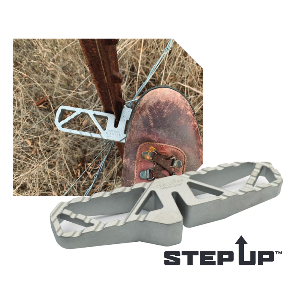 Hme Secure Stable Durable Aluminum Portable T-Post Fence Step For Outdoor Activities With/Nylon Storage Pouch And Integrated Slo