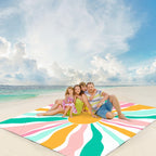 Beach Blanket Waterproof Sandproof, Oversized Picnic Blankets With Stakes And Sand Pockets, Lightweight Quick Drying, Extra-Larg