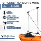 Storeyourboard Kayak And Canoe Ceiling Pulley System, Garage Mount Storage Hoist, Heavy Duty Holds 150 Lbs, Indoor Hanging Organ