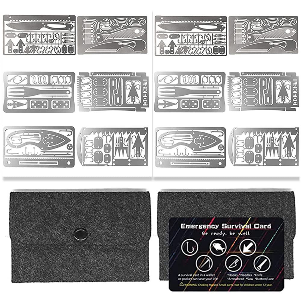 Pskook 12 Pcs Survival Multitool Card Emergency Camping Tool Edc Kit In Your Wallet Outdoor Hunting Fishing Hiking Gear