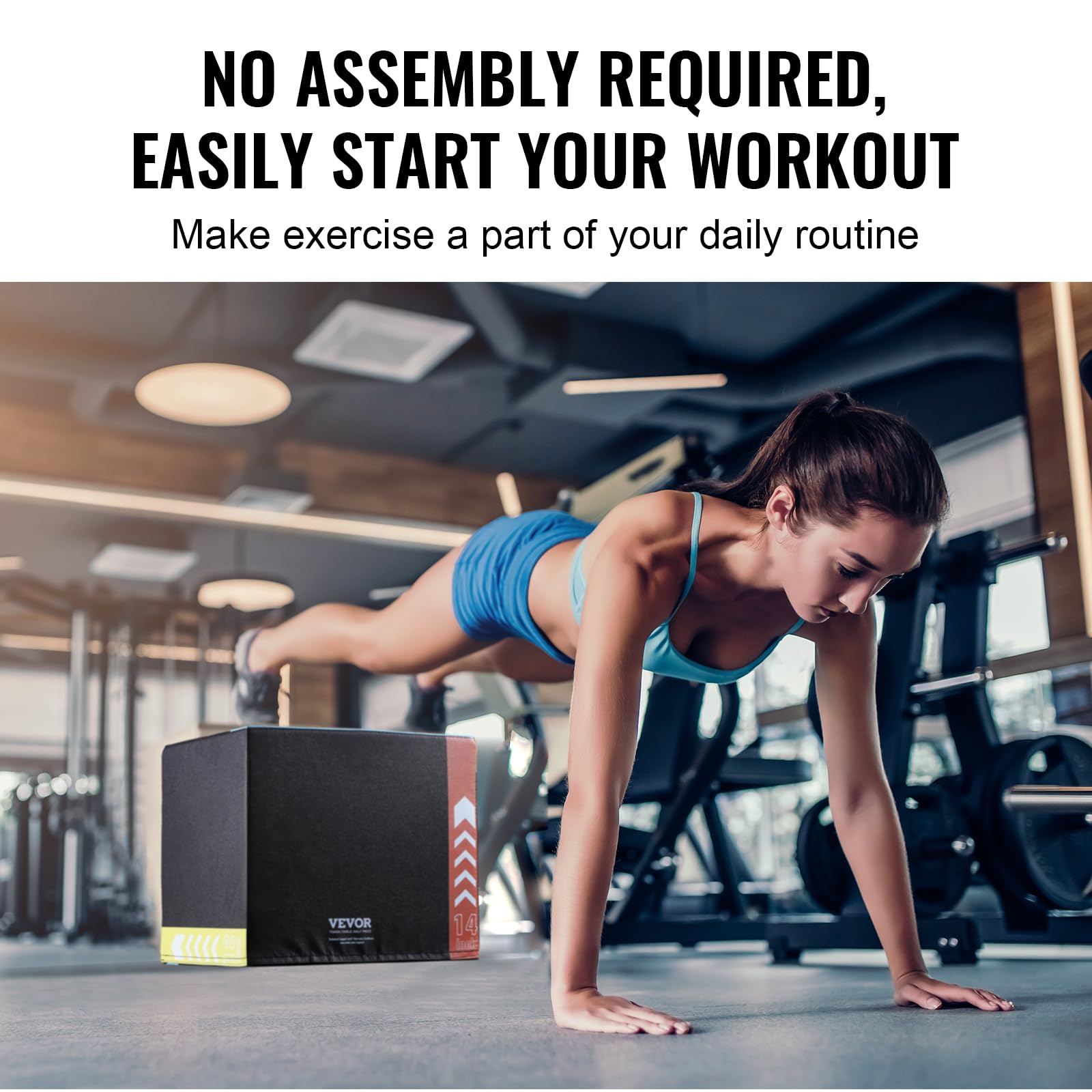 Vevor 3 In 1 Plyometric Jump Box, 16/14/12 Inch Cotton Plyo Box, Platform & Jumping Agility Box, Anti-Slip Fitness Exercise Step