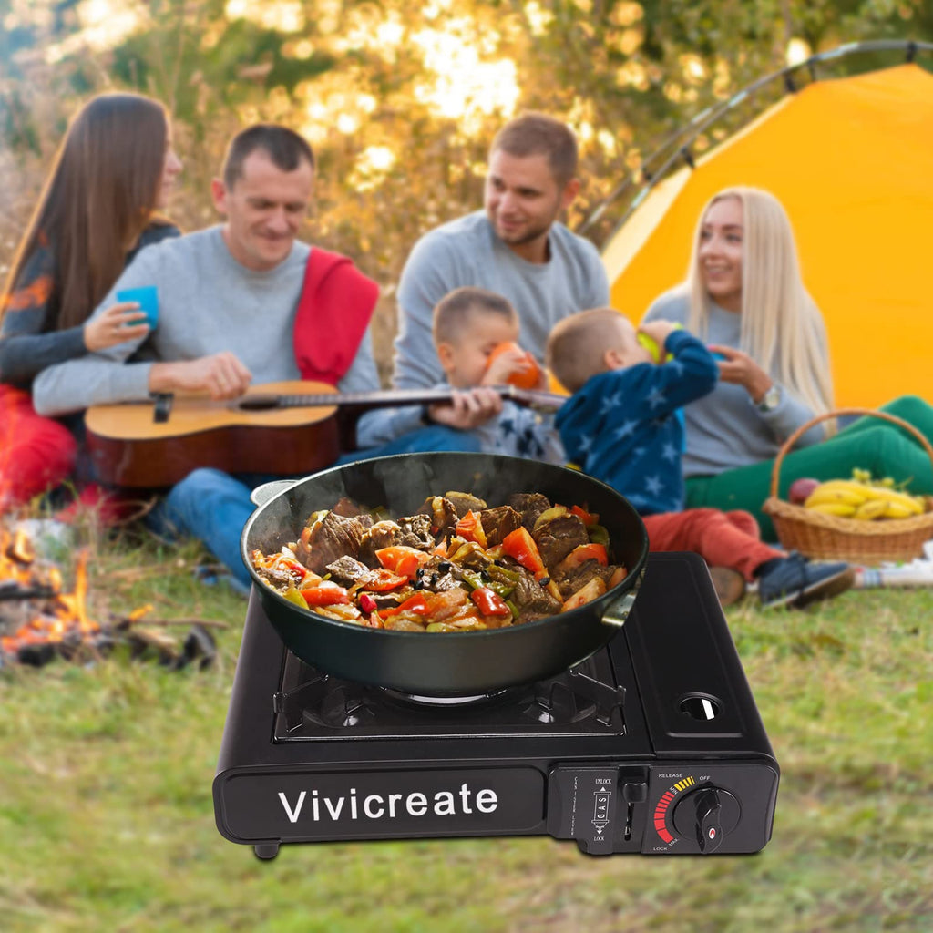 Vivicreate 8500 Btu Portable Butane Gas Stove For Camping Cooking Outdoor, Lightweight Portable Stove Burner With Auto Ignition,