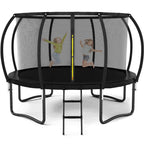 Liyarya 12FT Trampoline for Kids/Adults - Outdoor Trampolines with Enclosure Net Curved Poles and Ladder, Heavy Duty Trampoline 
