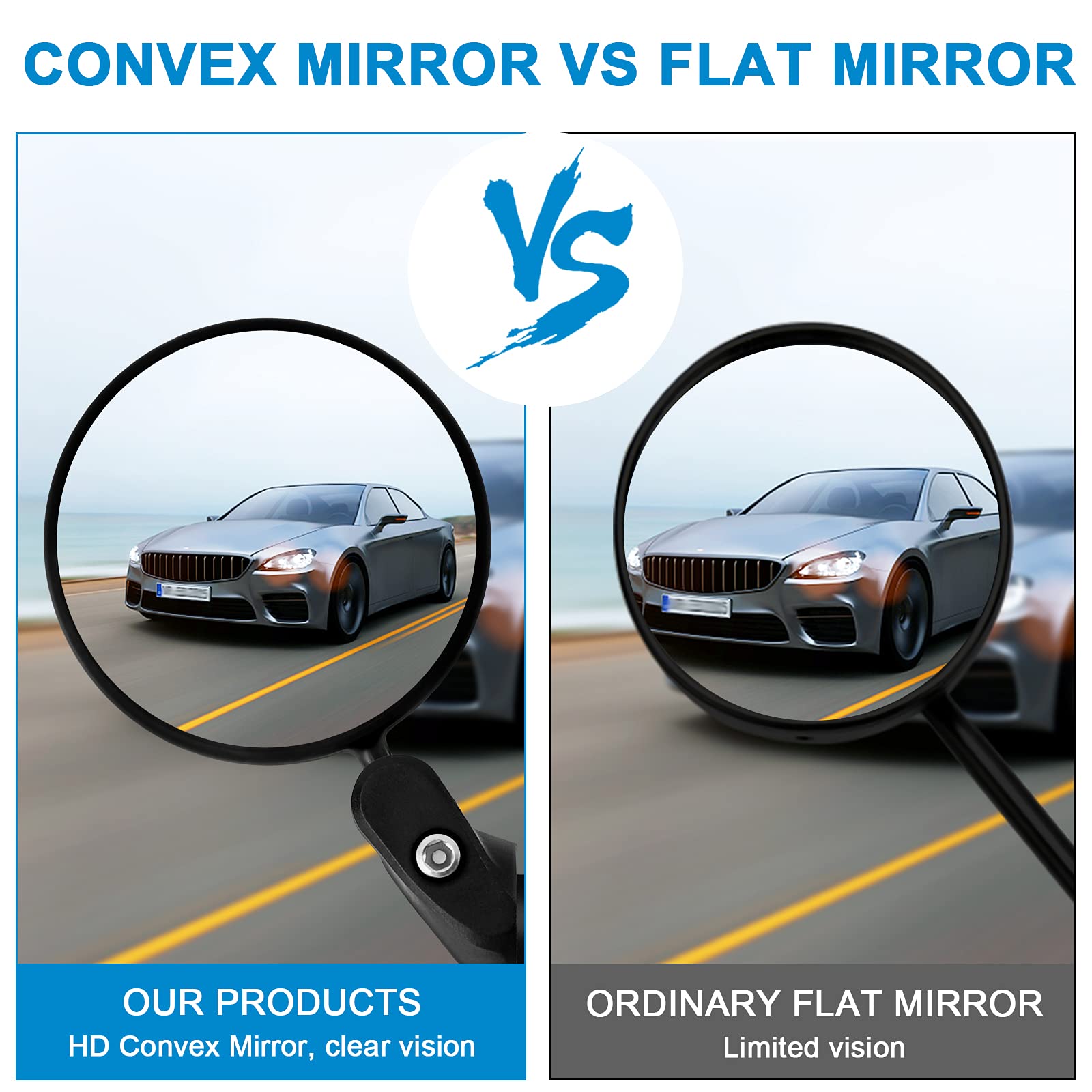 Accmor 2Pcs Bike Mirror, Bar End Bicycle Riding Rearview Mirrors For Handlebars, Adjustable 360