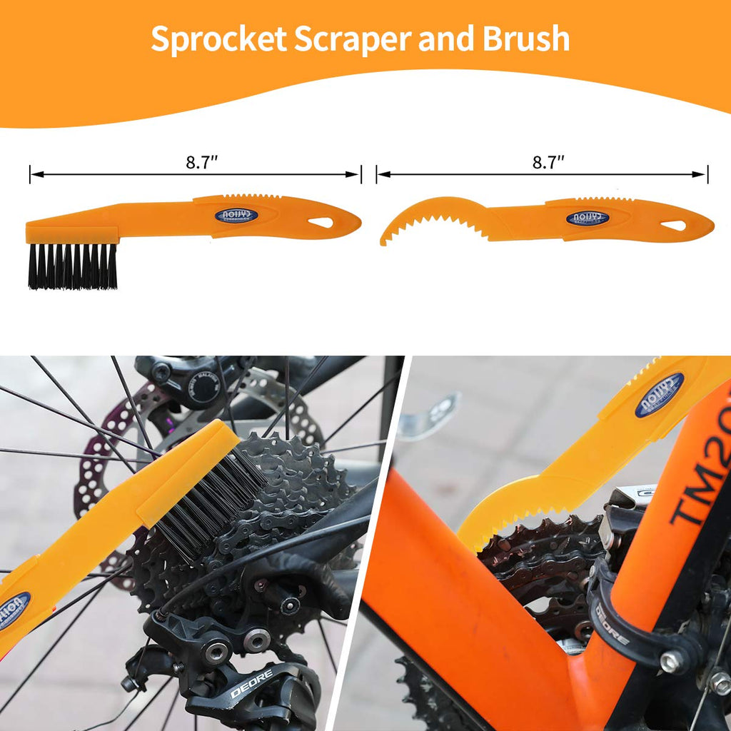 Anndason 8 Pieces Precision Bicycle Cleaning Brush Tool Including Bike Chain Scrubber, Suitable For Mountain, Road, City, Hybrid