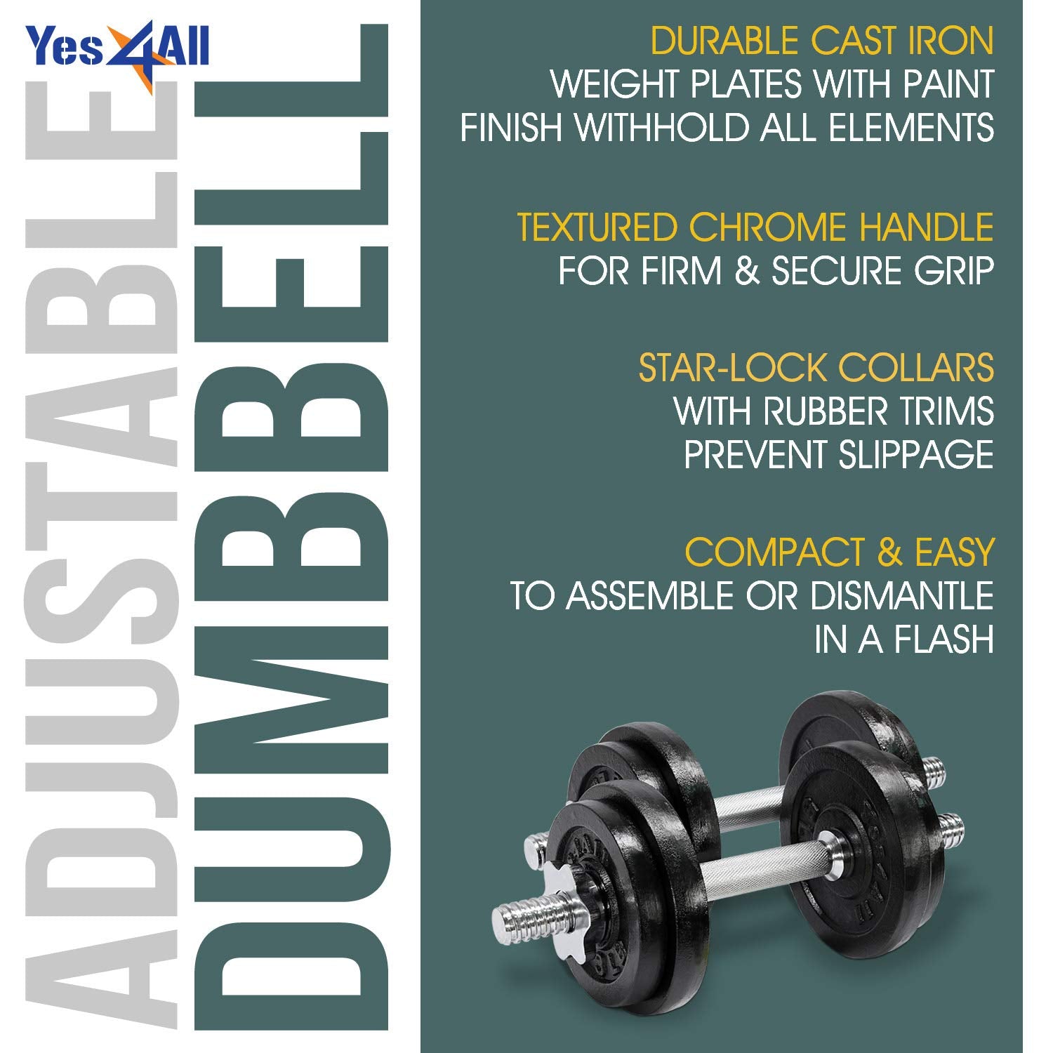 Yes4All Adjustable Dumbbell 40.02 Lbs