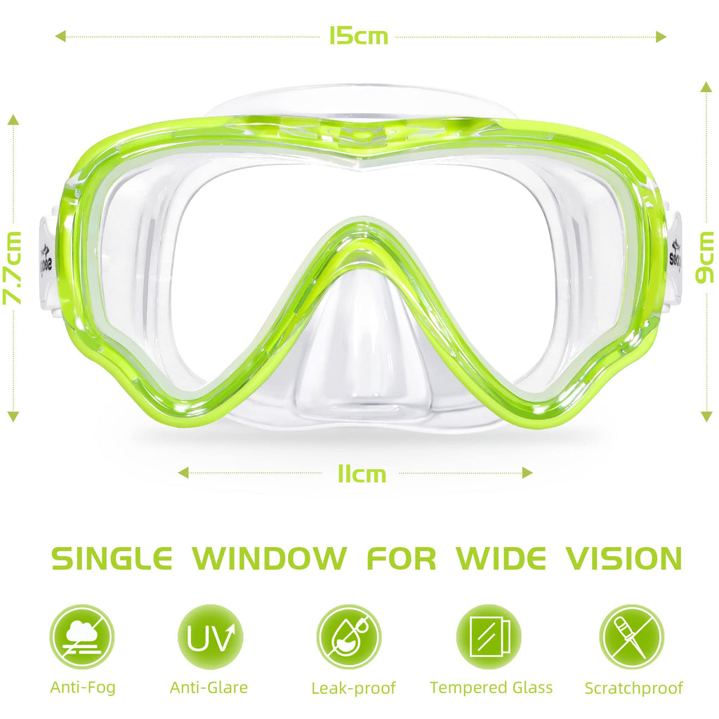 Kids Swim Goggles Snorkel Mask Diving Scuba Mask Snorkeling Goggles For Kids Boys Girls Youth, Anti-Fog 180 Clear View Kids Pool
