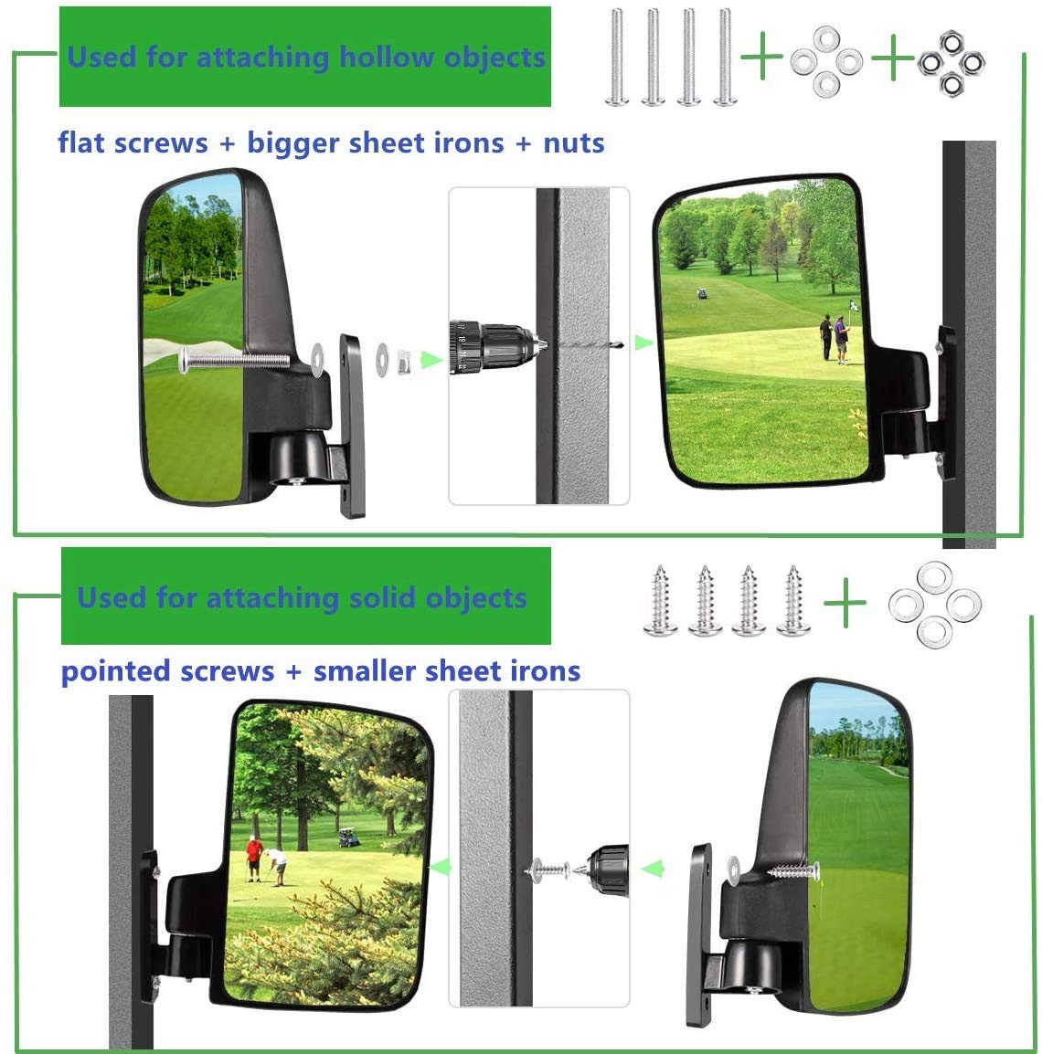 Wlood Golf Cart Side Mirror And Central Mirror (Golf Cart View Mirrors)