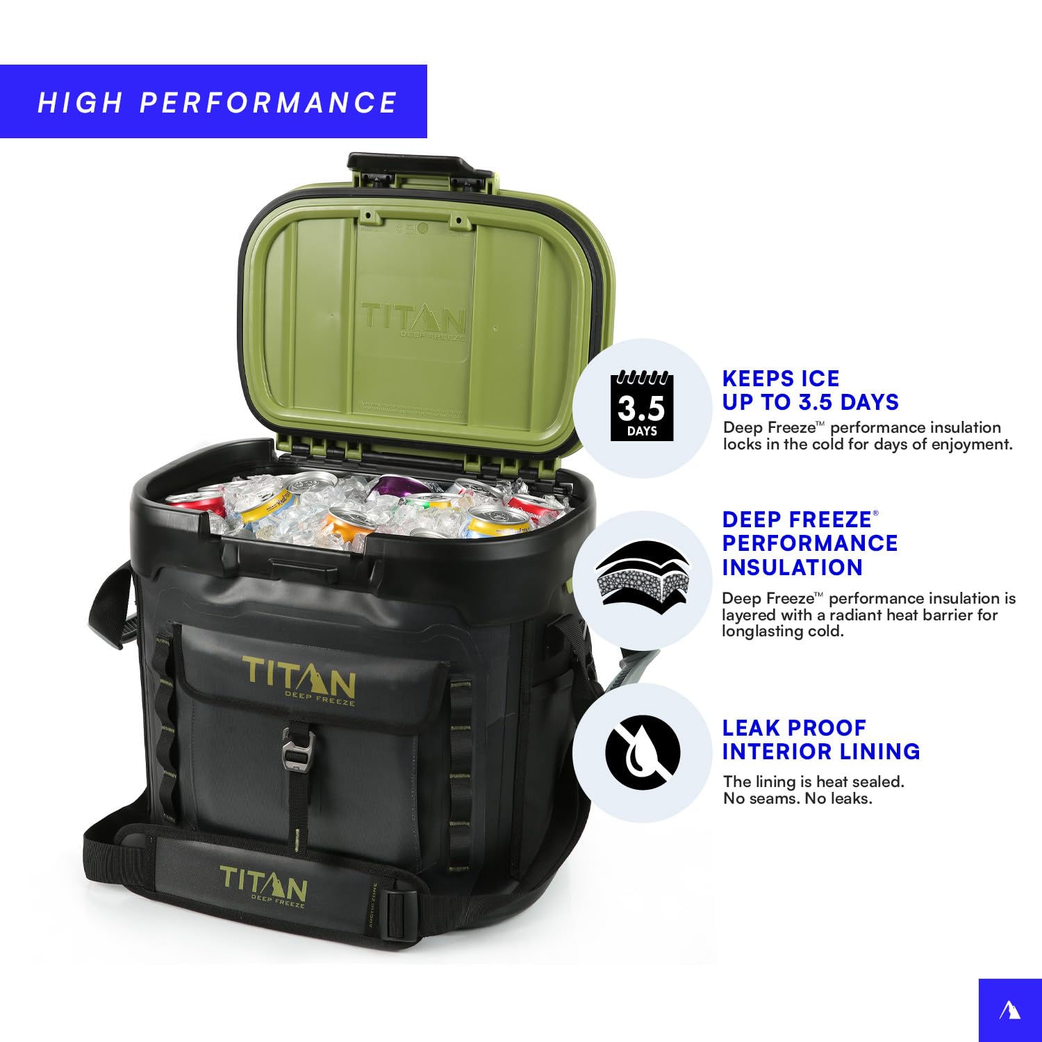 Titan by Arctic Zone Deep Freeze Cooler - 36 Can Zipperless Welded Cooler with Deep Freeze Insulation, Microban, and Hardbody Li