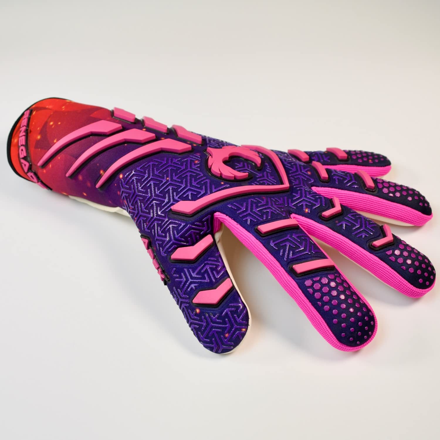 Renegade Gk Apex Flare 2.0 Professional Strapless Goalie Gloves | 4Mm Ext Contact Grip | Blue & Pink Soccer Goal Keeper Gloves (