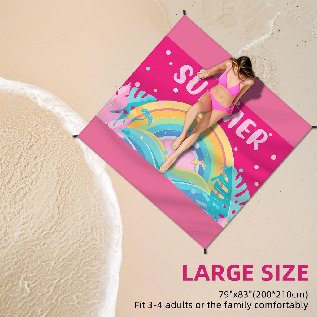 Dpwcvm Beach Blanket Waterproof Sandproof Large Beach Mat 79 X 83 For 2-4 Adults Sand Free Mat Quick Drying,Lightweight & Durabl