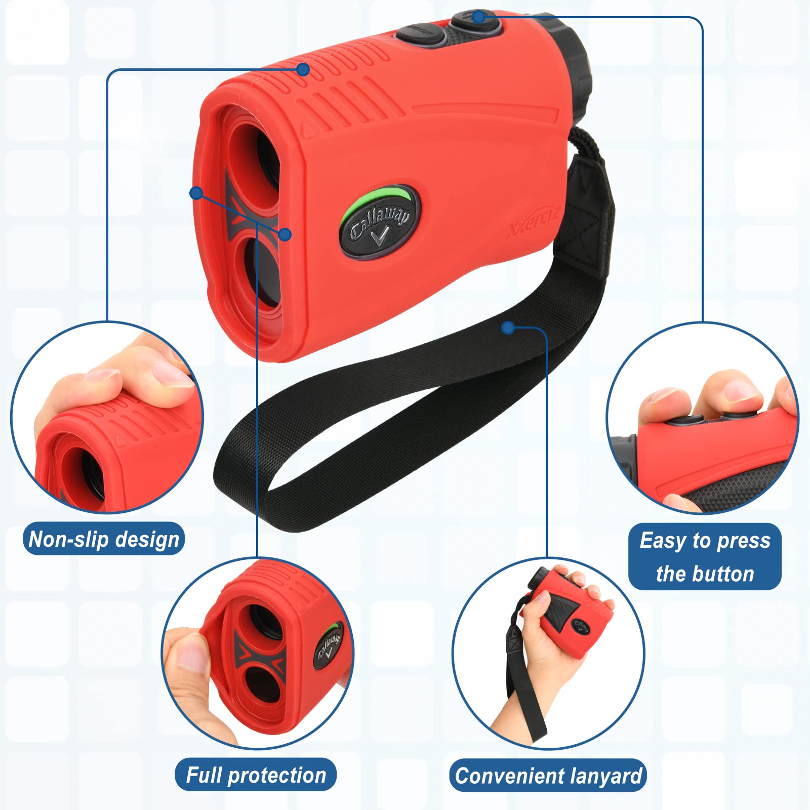 Xxerciz Silicone Case For Callaway 300 Pro Laser Golf Rangefinder, Protective Carry Case With Wrist Lanyard, Golf Rangefinder Ac