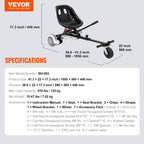Vevor Hoverboard Seat Attachment, For 6.5 8 8.5 10 Hoverboards, Dual Shock Absorption System, Grips Control, Adjustable Length 2