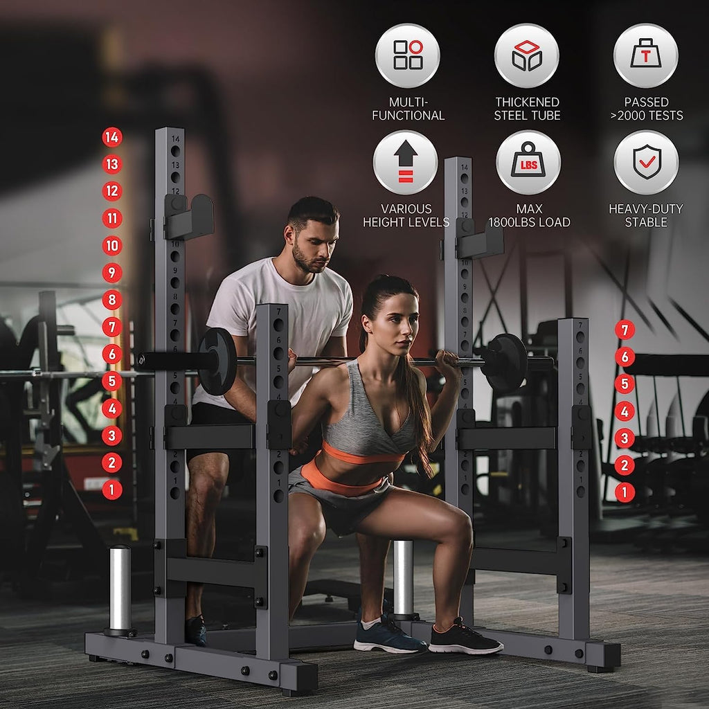 Pasyou Squat Rack For Home Gym With Max Load 1800 Lbs For Bumpers And 600 Lbs For J Hooks (Model:Sr30)