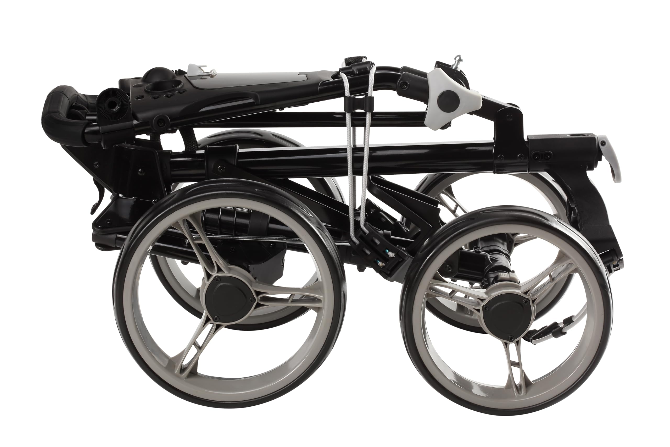 Qwik-Fold 4 Wheel Folding Push Pull Golf Cart - Foot Brake - One Second To Open & Close! (Black/Charcoal)