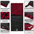 Forinbuy Cotton Flannel Sleeping Bag For Adults, Xl Cold Weather Sleeping Bags, 3-4 Season Waterproof Warm Envelope Sleeping Bag