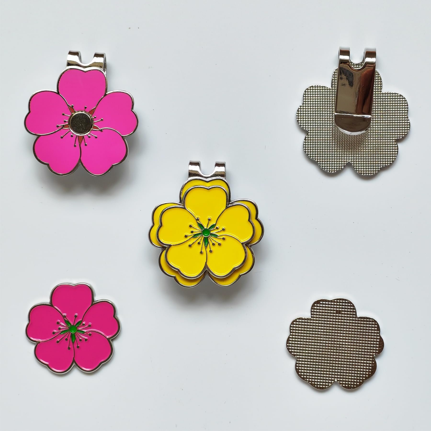 Eshan Golf Ball Marker And Magnetic Golf Hat Clip Set Flower Clover Shape Clips Markers Golf Bag Accessories Court Gift For Men