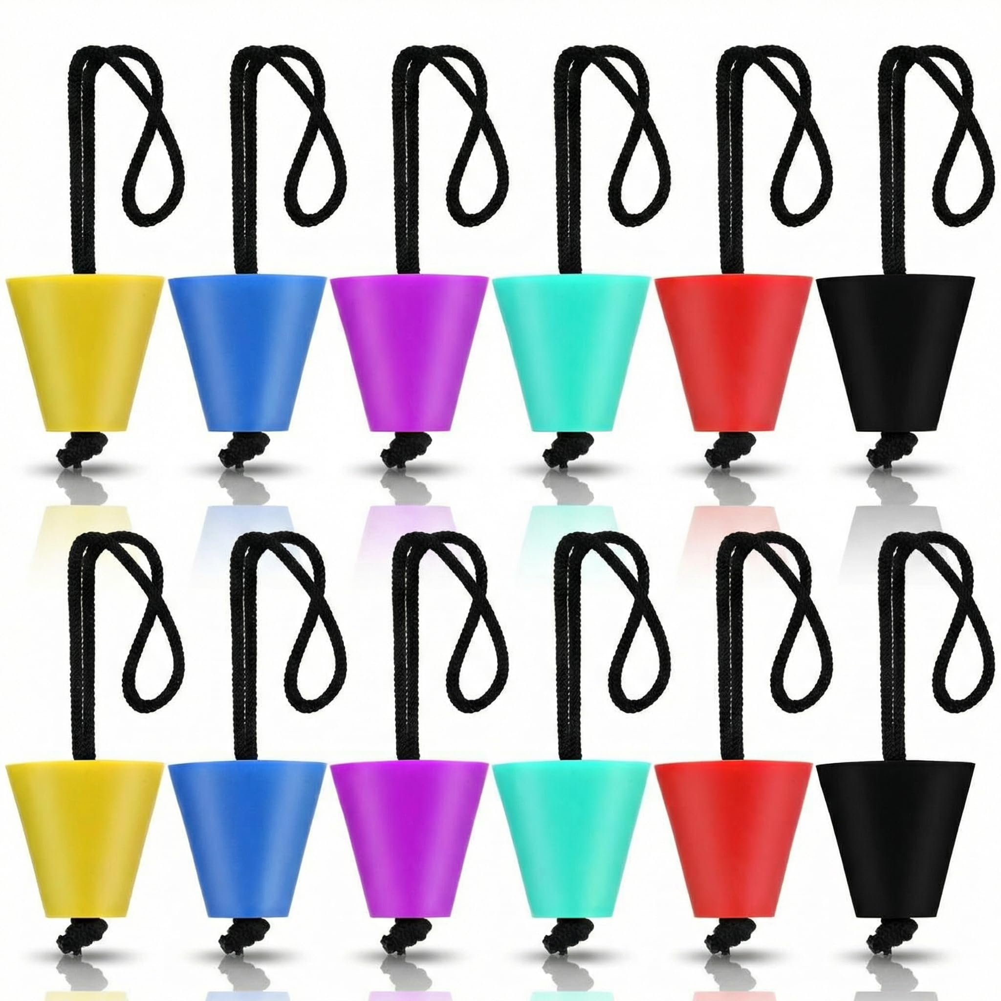 Klyyo Clyro 12 Pcs Universal Kayak Scupper Plugs Kit Silicone Scupper Plugs 1.57 Inch Multicolor Holes Stopper Bung with Lanyard