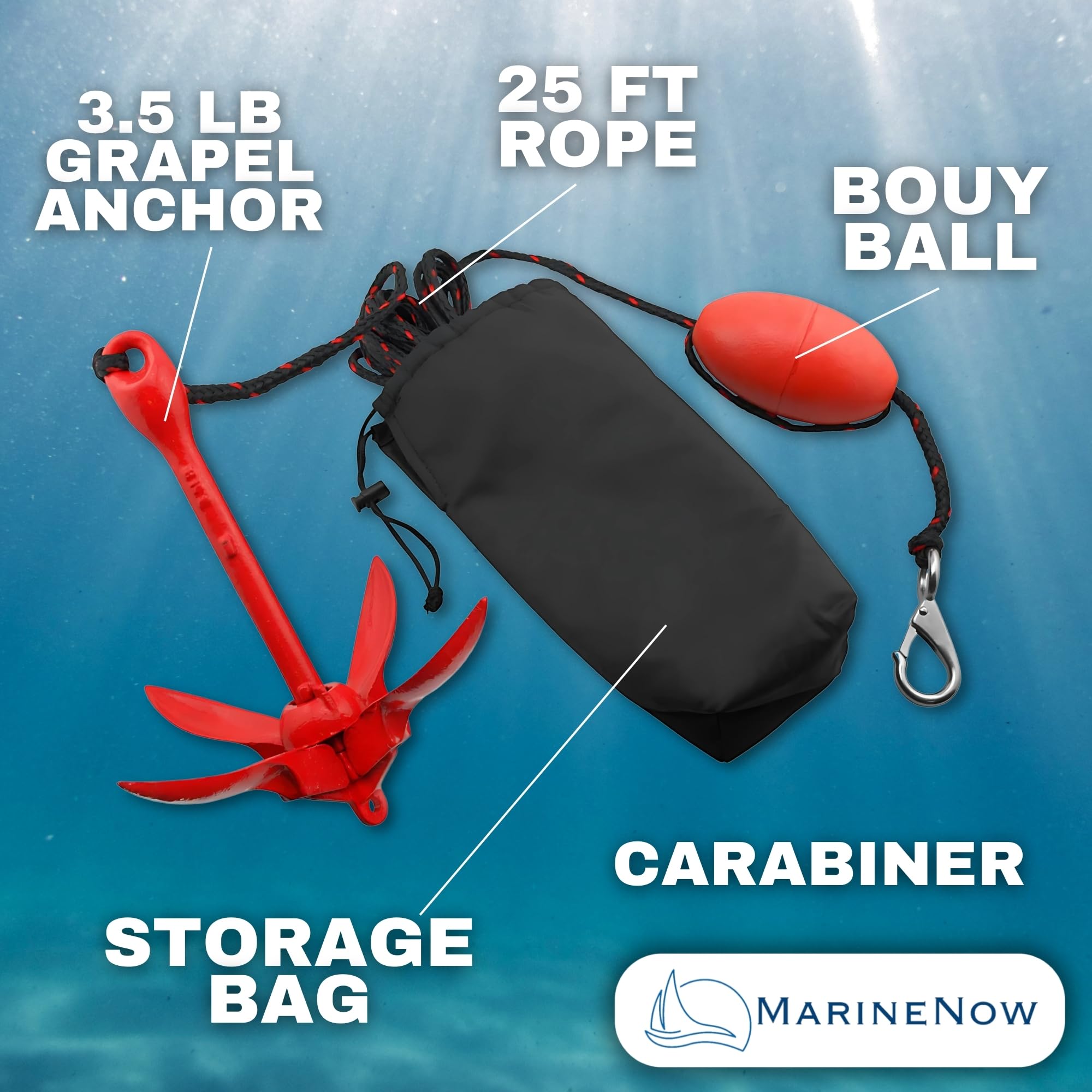 Marinenow Portable Folding Anchor Buoy Kit Canoe Kayak Raft Boat Sailboat Fishing Jet Ski