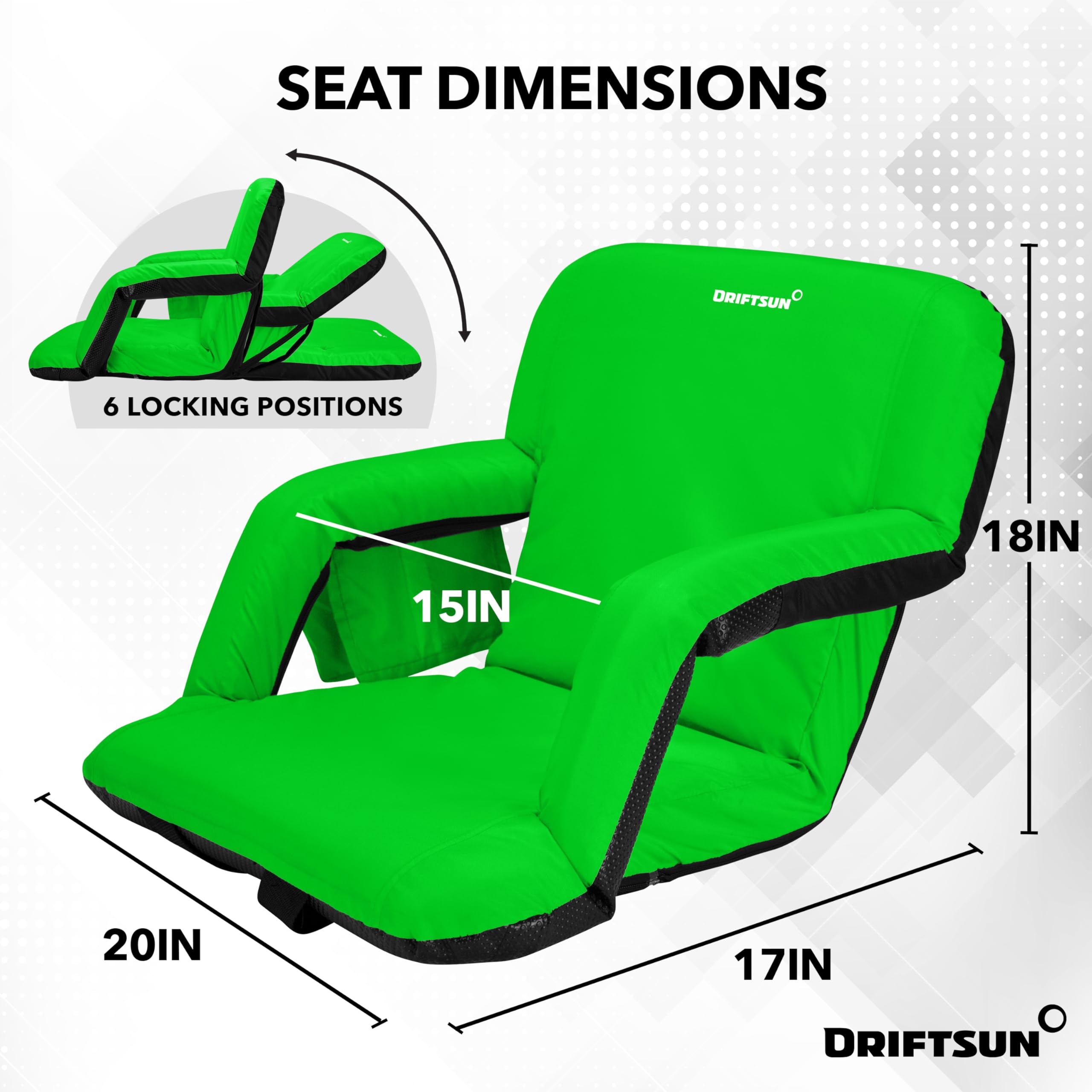 Driftsun Stadium Seats With Back Support, Deluxe Bleacher Chairs With Back Support And Cushion, Padded Stadium Seats, Waterproof