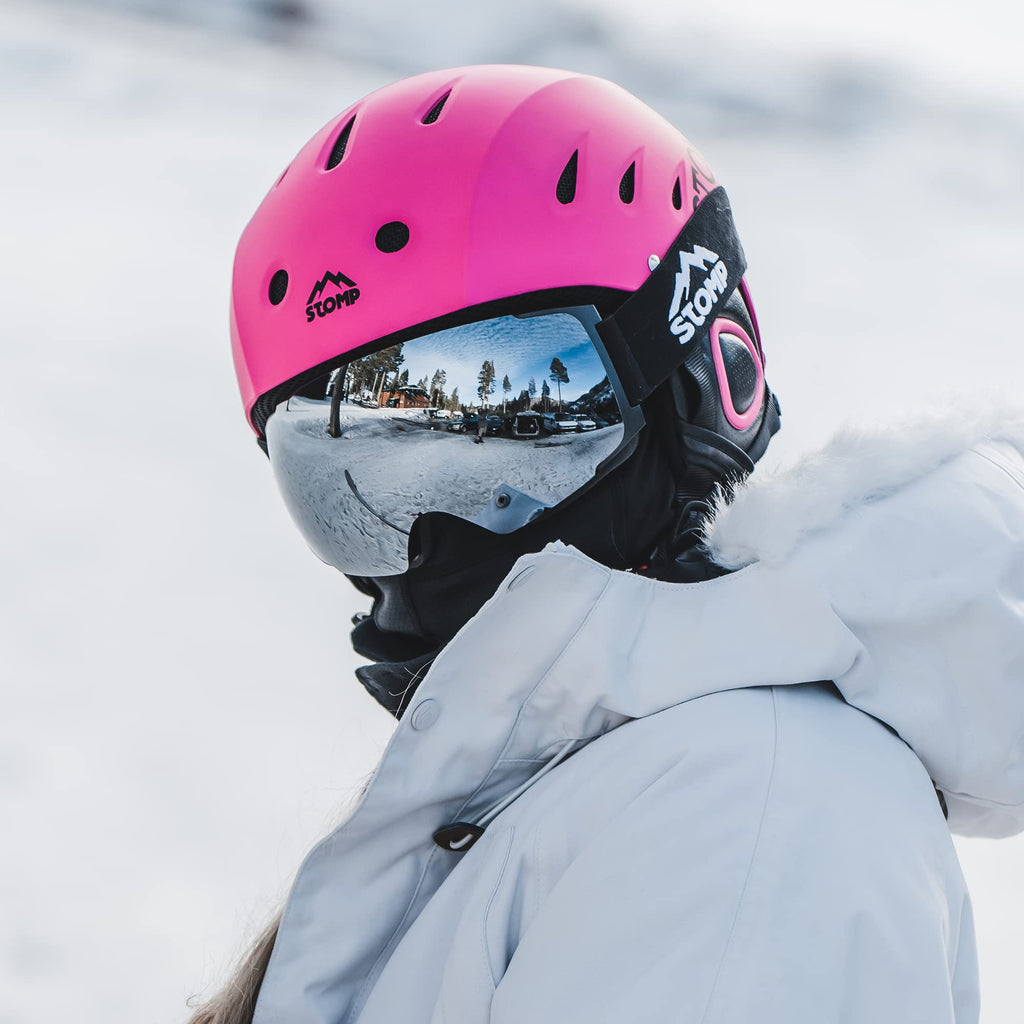 Stomp Ski & Snowboarding Snow Sports Helmet With Build-In Pocket In Ear Pads For Wireless Drop-In Headphone (Matte Pink, Medium)