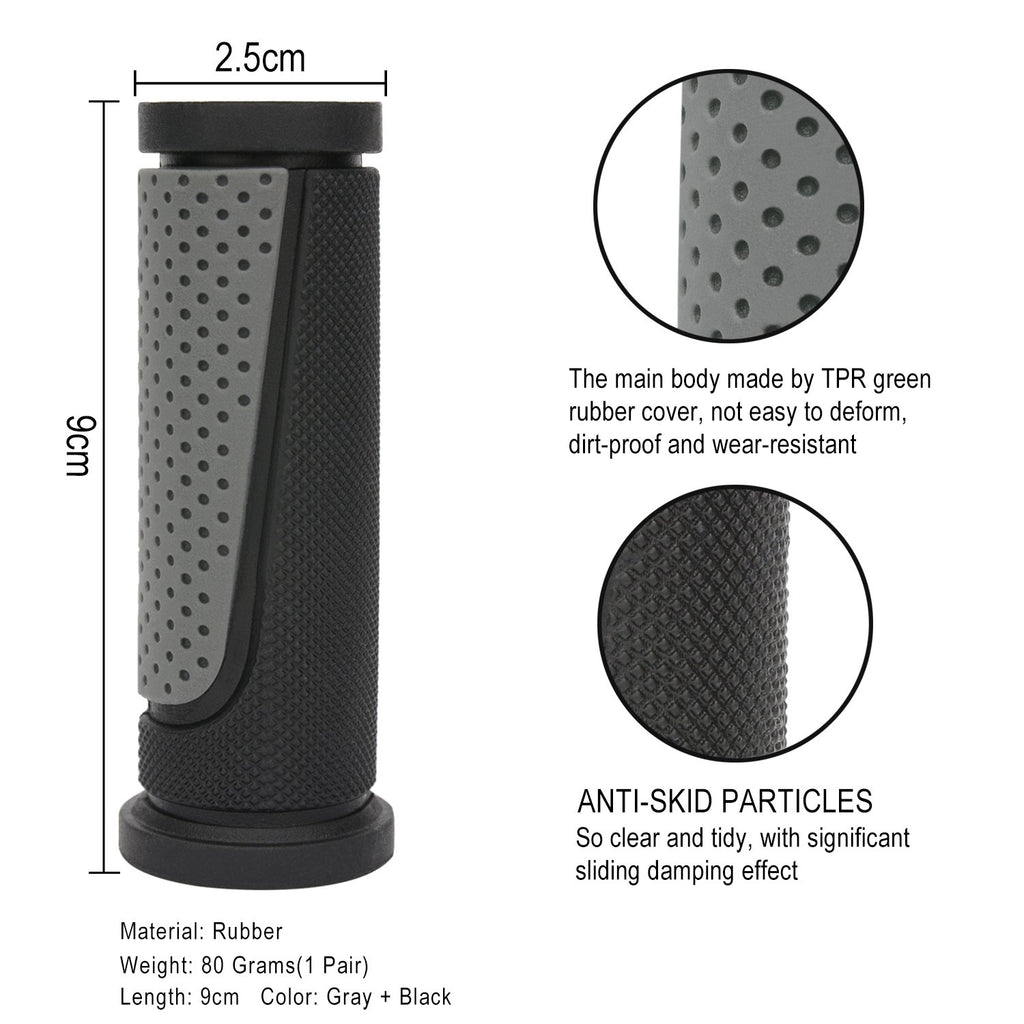 Topcabin 2X Short Mini Handlebar Bicycle Grips Fit Many Standard Bikes 90Mm Length (Black + Grey)