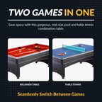 Hathaway Maverick 7-Foot Pool And Table Tennis Multi Game With Red Felt And Blue Table Tennis Surface Includes Cues, Paddles And