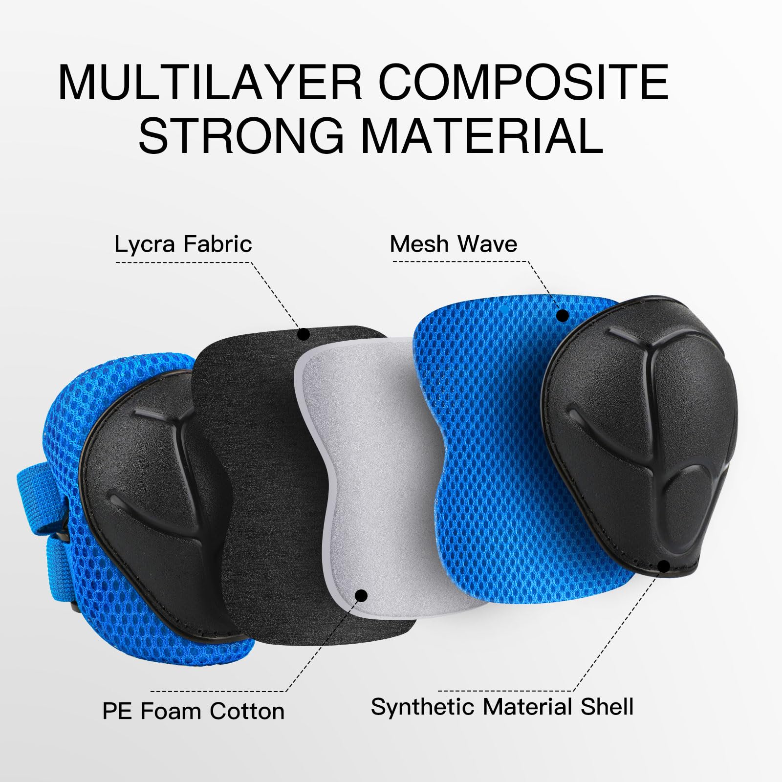 6PCS Kids Protective Gear Set, Knee Pads for Kids 3-10 Years Old, Toddler Elbow Pads, Wrist Guards, Skating Cycling Bike Rollerb