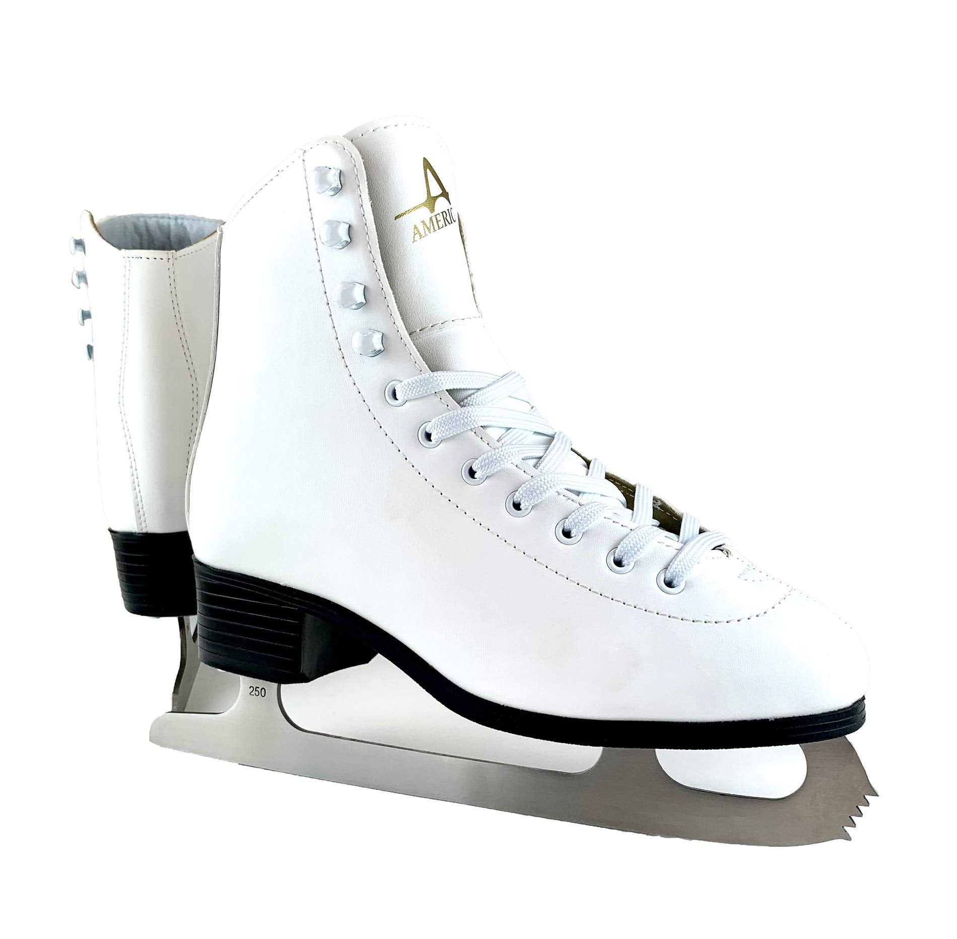 American Athletic Shoe Womens Leather Lined Ice Skates, White, 10