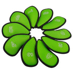 10Pcs/Pack New Meshy Golf Iron Covers Set Golf Club Head Cover Fit Most Irons (Bright Green)