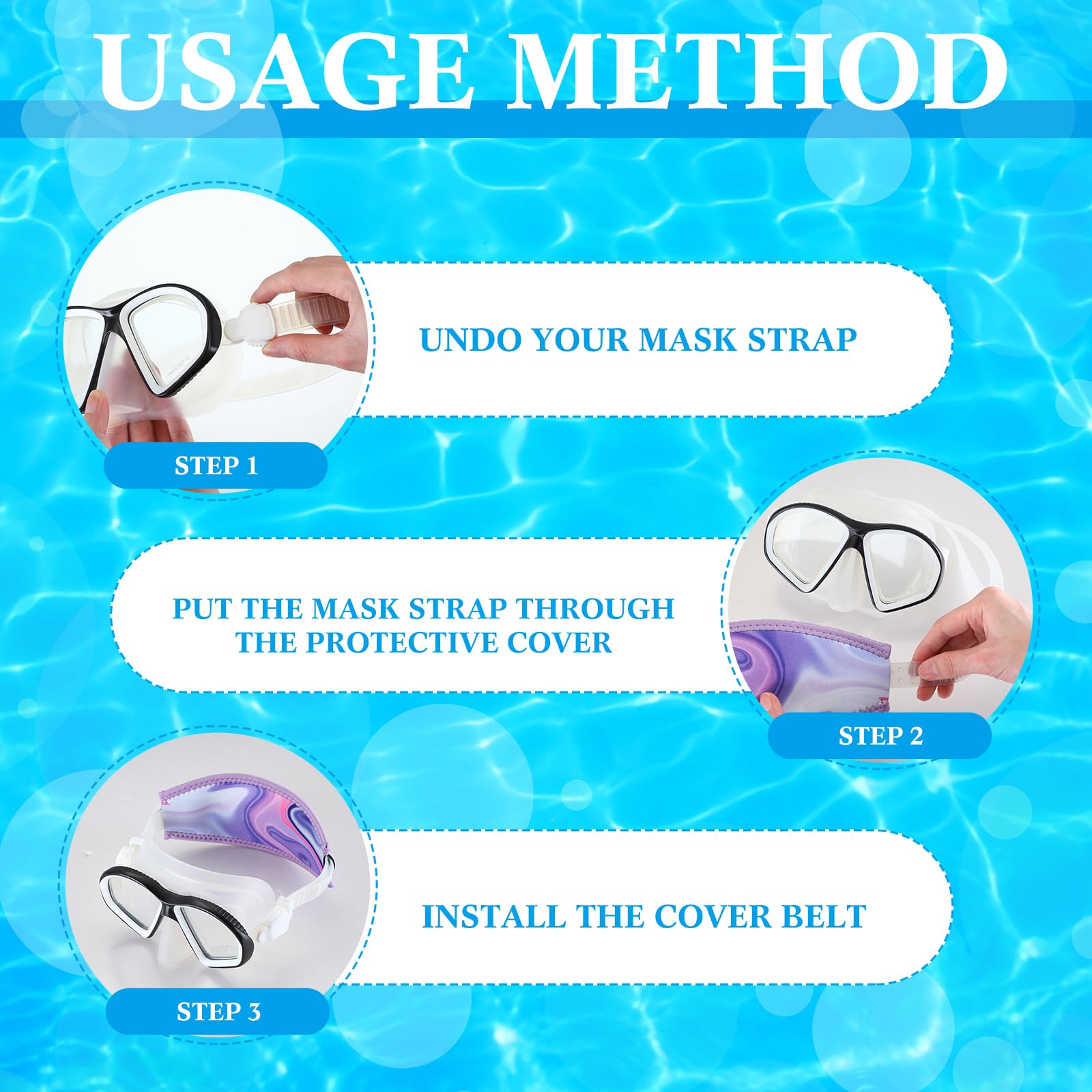 Xuhal 4 Pcs Neoprene Mask Strap Cover Neoprene Diving Mask Straps Swimming Dive And Snorkel Mask Strap Comfortable Non Slip Hair