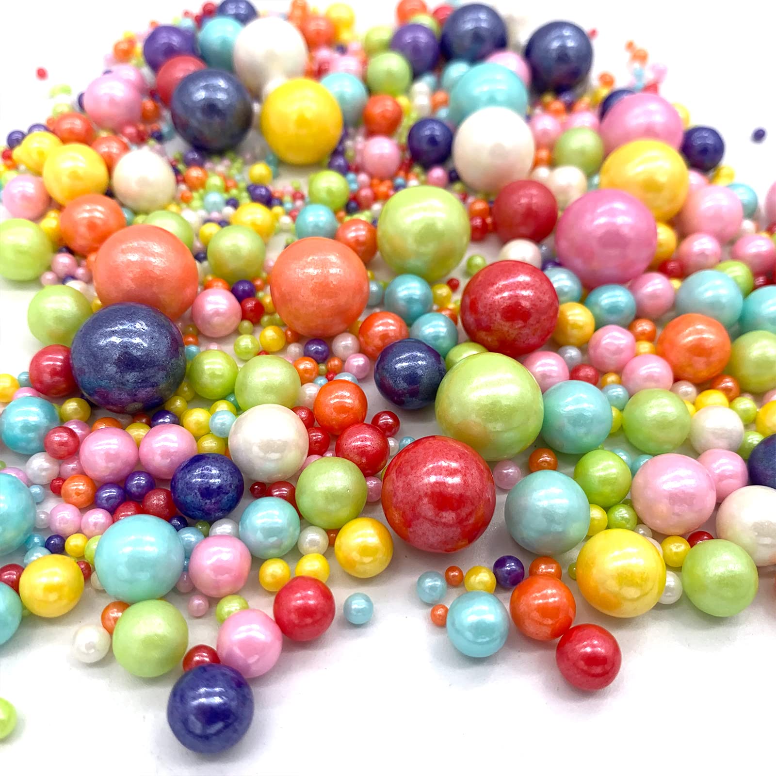 Weraru Edible Mixed Pearl Sugar Sprinkles Candy Mixing Size Baking Edible Cake Decorations Cupcake Toppers Cookie Decorating Cel