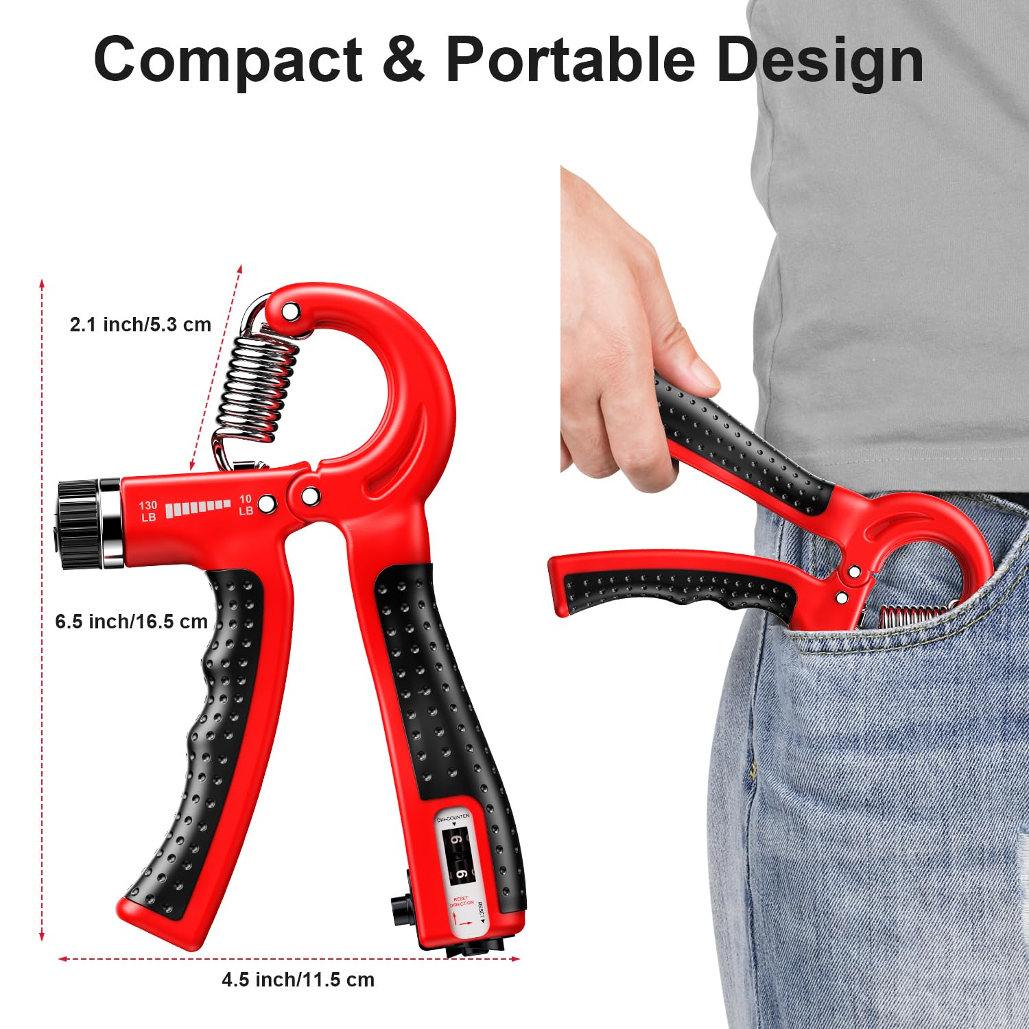 Kdg Wrist Strengthener 2 Pack(Red) Adjustable Resistance 10-130 Lbs Forearm Exerciser,Grip Strength Trainer For Muscle Building