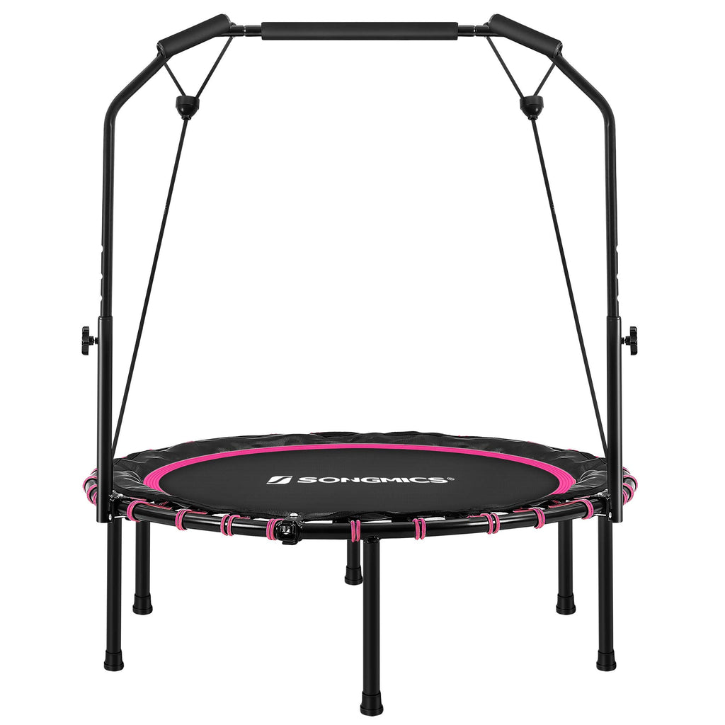 Songmics 40 Inches Mini Fitness Trampoline, Fitness Rebounder With Adjustable Handrail, Foldable Trampoline For At-Home Workout,