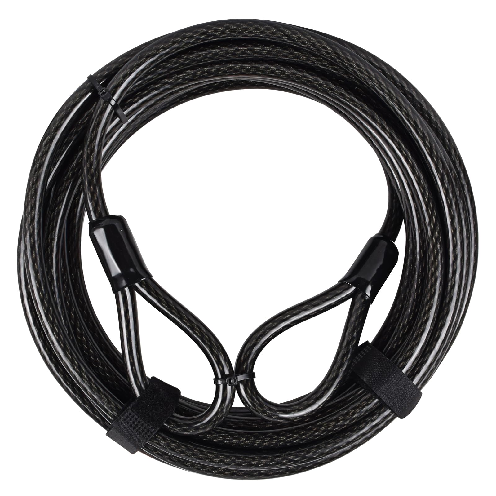 DAOSEC 40 ft x 3/8  Heavy Duty Cut-Proof Security Cable | Flexible Vinyl-Coated Braided Steel with Looped Ends | Weatherproof An
