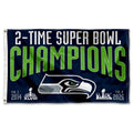 Seattle Seahawks 2 Time Super Bowl Champions Banner Flag