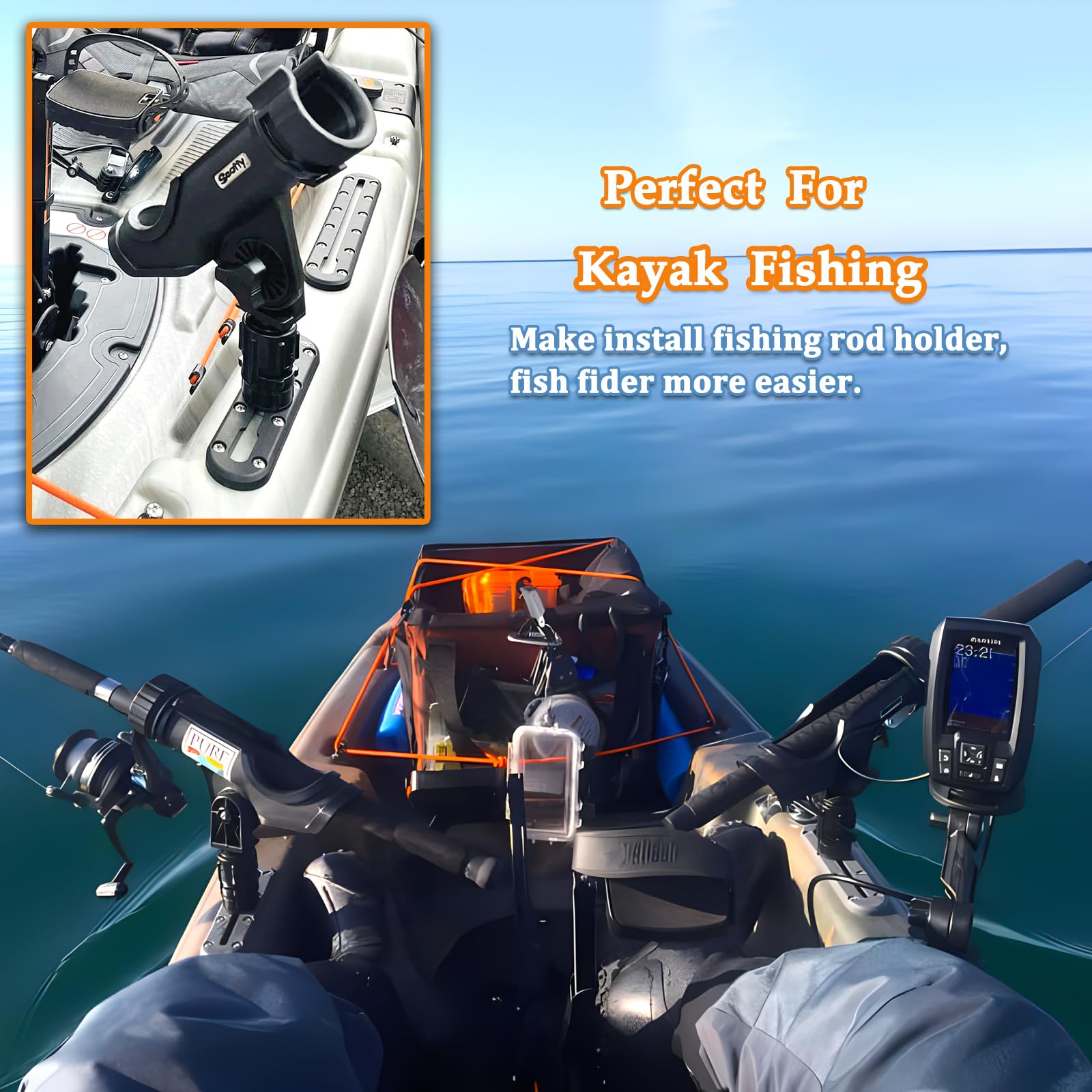Botepon 4 Kayak Mount Track - Fishing Rod Holder, Cup Holder, Pack Of 2