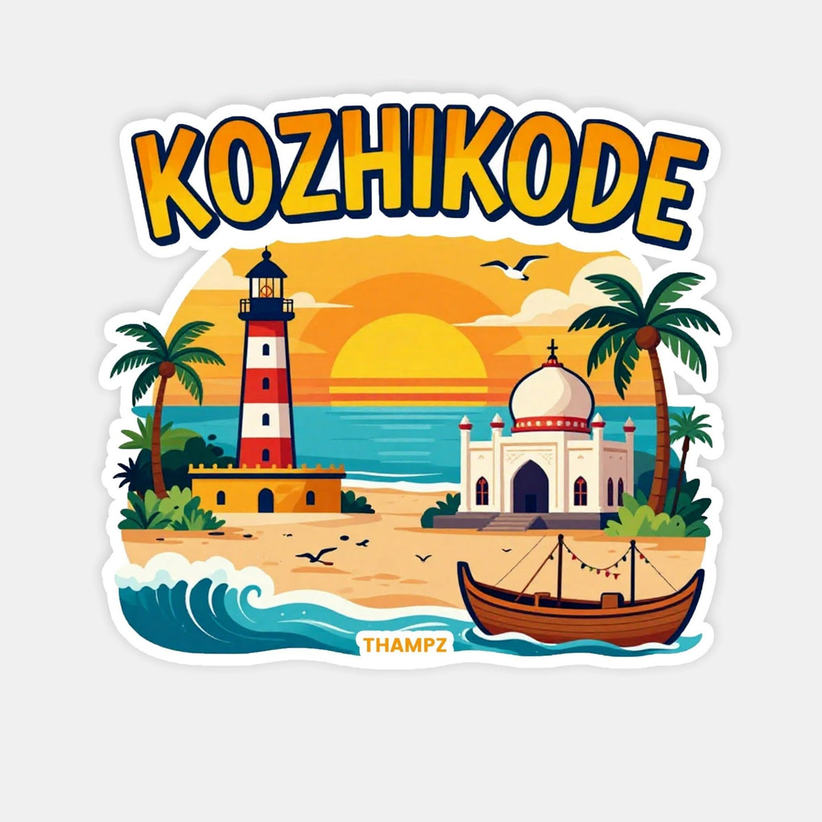 THAMPZ Kozhikode 3D Embossed Flexible Fridge Magnet 0.5mm Decorative with Strong Hold | Refrigerator Magnet for Notes, Photos &