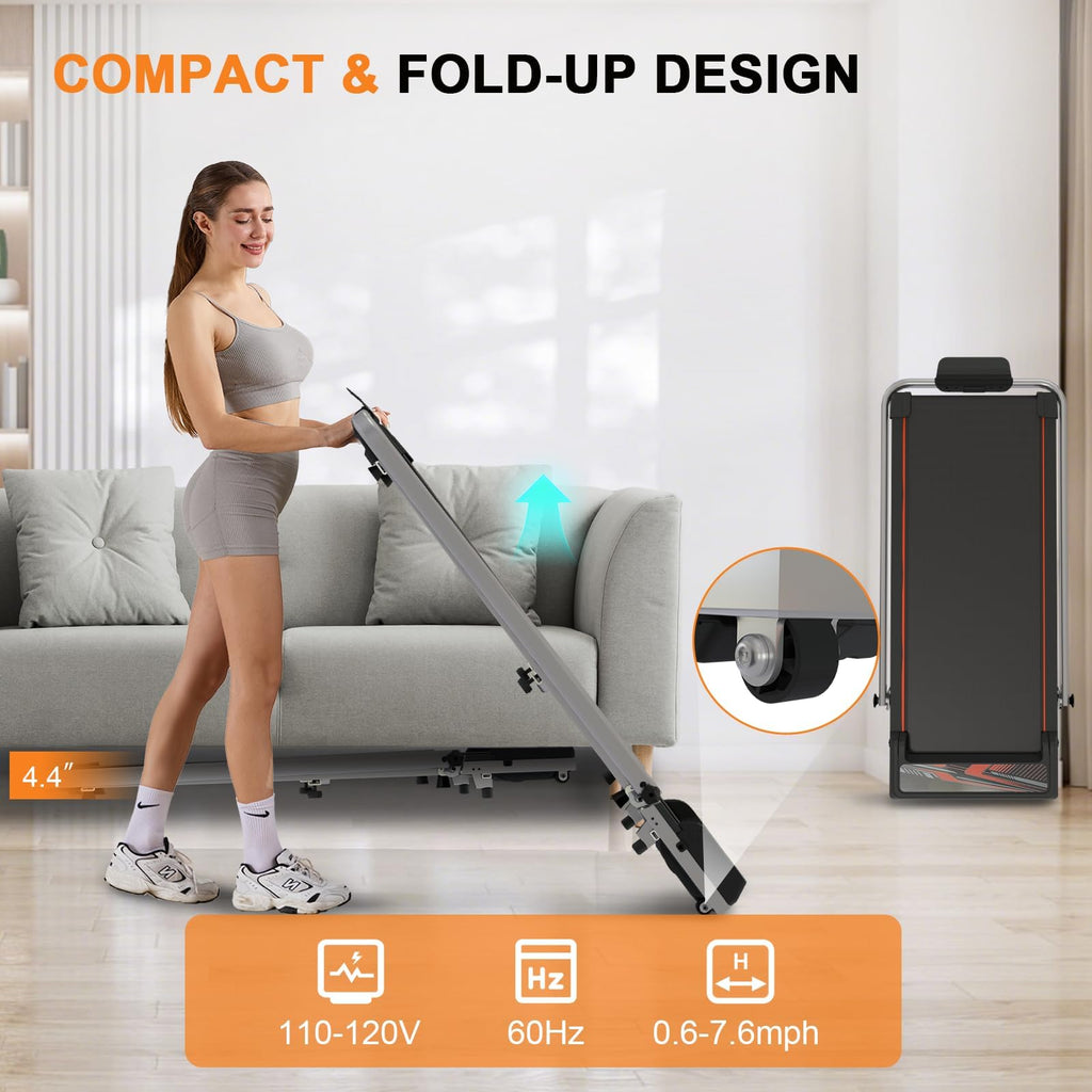 Sevobal Foldable Walking Pad Treadmill, Portable Under Desk Walking Pad With Incline Large Screen, Remote Control And App, Small