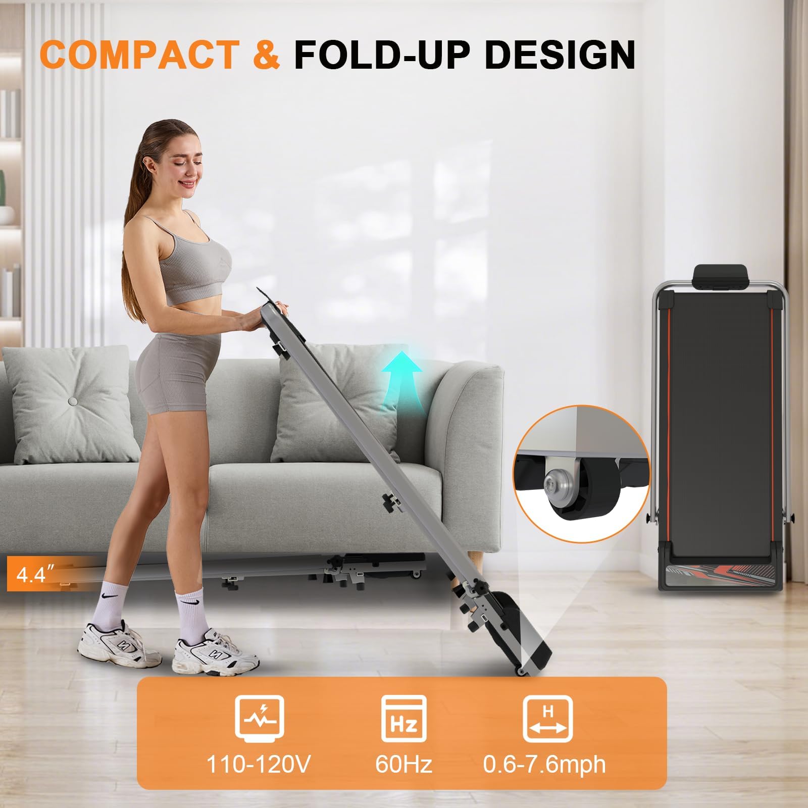 Sevobal Foldable Walking Pad Treadmill, Portable Under Desk Walking Pad With Incline Large Screen, Remote Control And App, Small