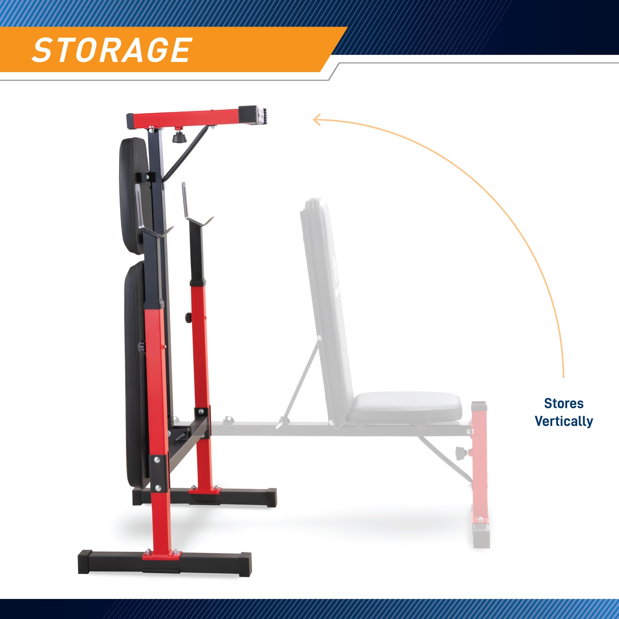 Marcy Foldable Deluxe Standard Weight Bench with Adjustable Back and Bar Catch, Personal Home Gym for Strength Training, Weightl