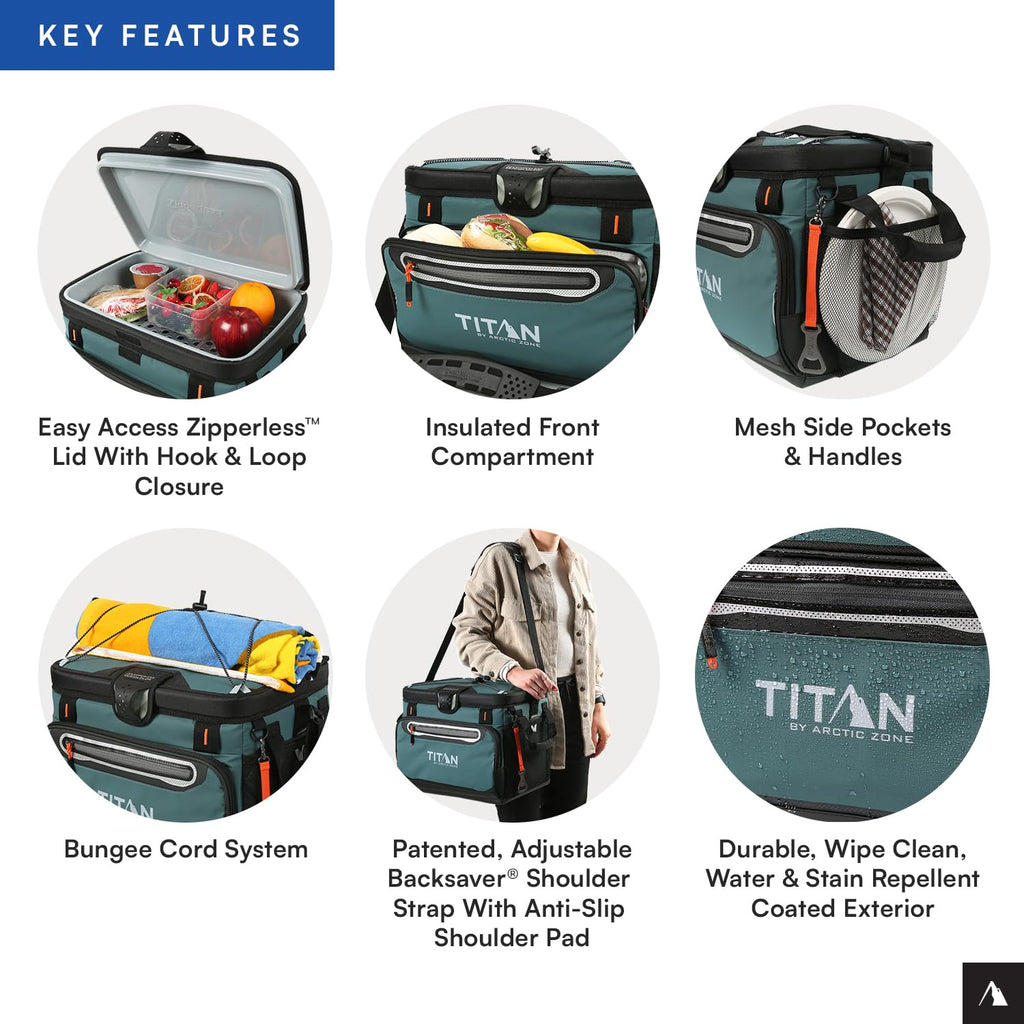 Titan by Arctic Zone 30 Can Zipperless Soft Cooler with HardBody Liner, Jungle Hunt